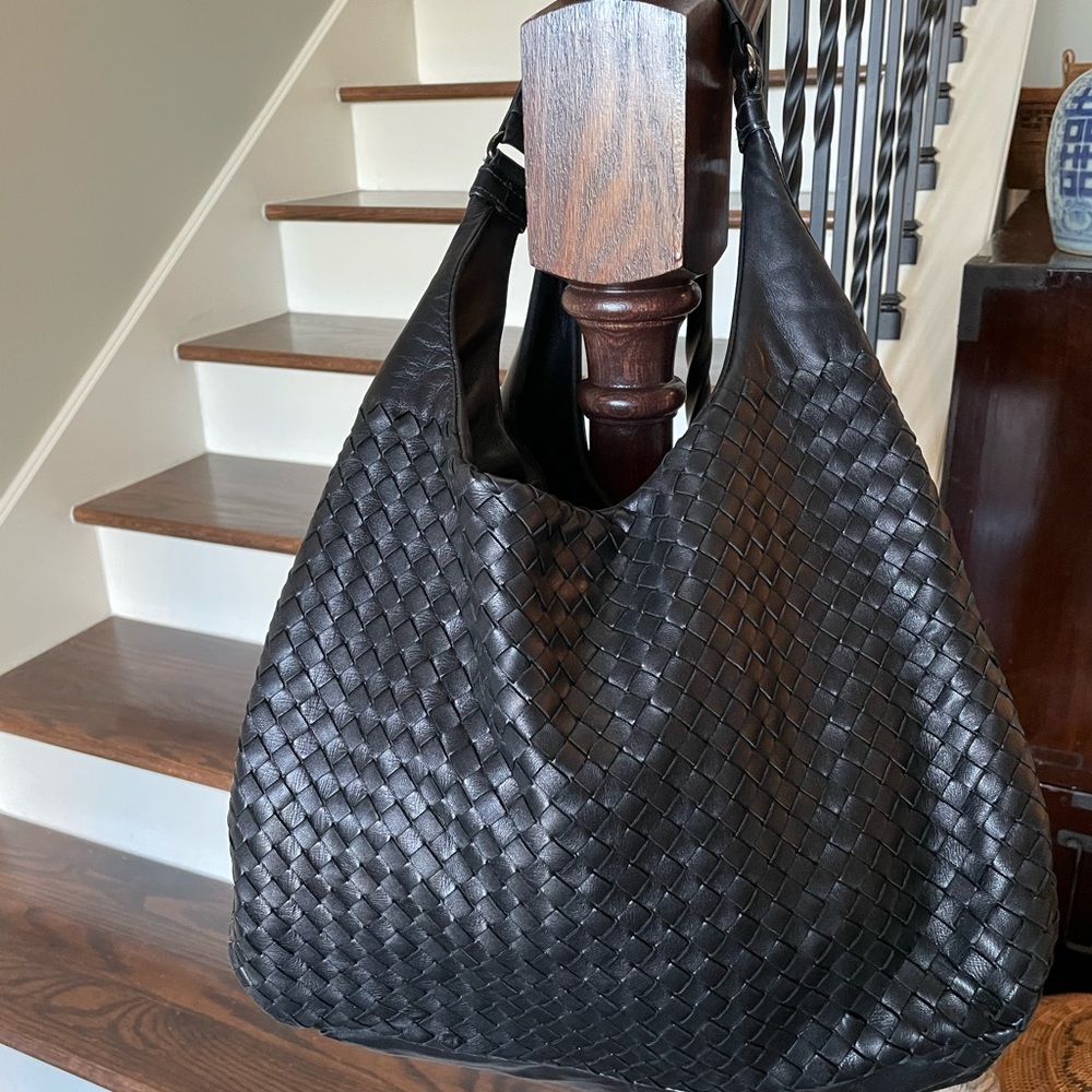 Bottega Veneta Large Black Intrecciato Hobo Bag